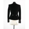 Women Gothic Black Velvet Coat Accents Double-Breasted Women Military Velvet Jacket Coat 